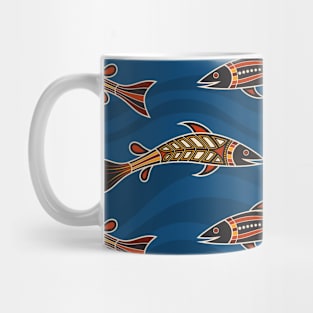 australian aboriginal art fish Pattern Mug